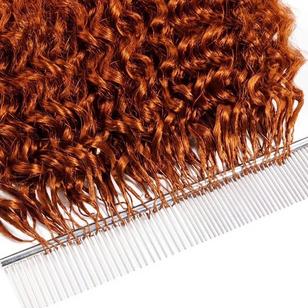 Burmese Curly Hair Bundles / Feather Hair Extensions — 100% Virgin Human Hair / Ginger Orange LINKTOWIG