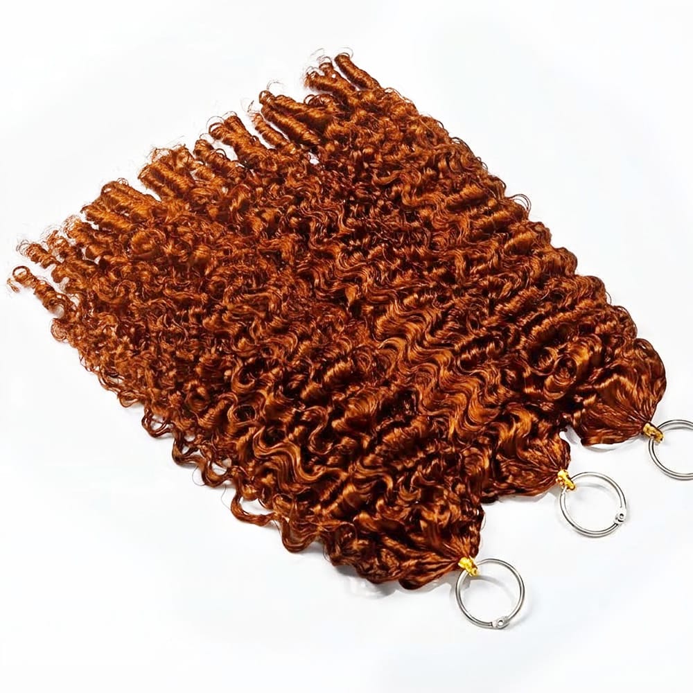 Burmese Curly Hair Bundles / Feather Hair Extensions — 100% Virgin Human Hair / Ginger Orange LINKTOWIG