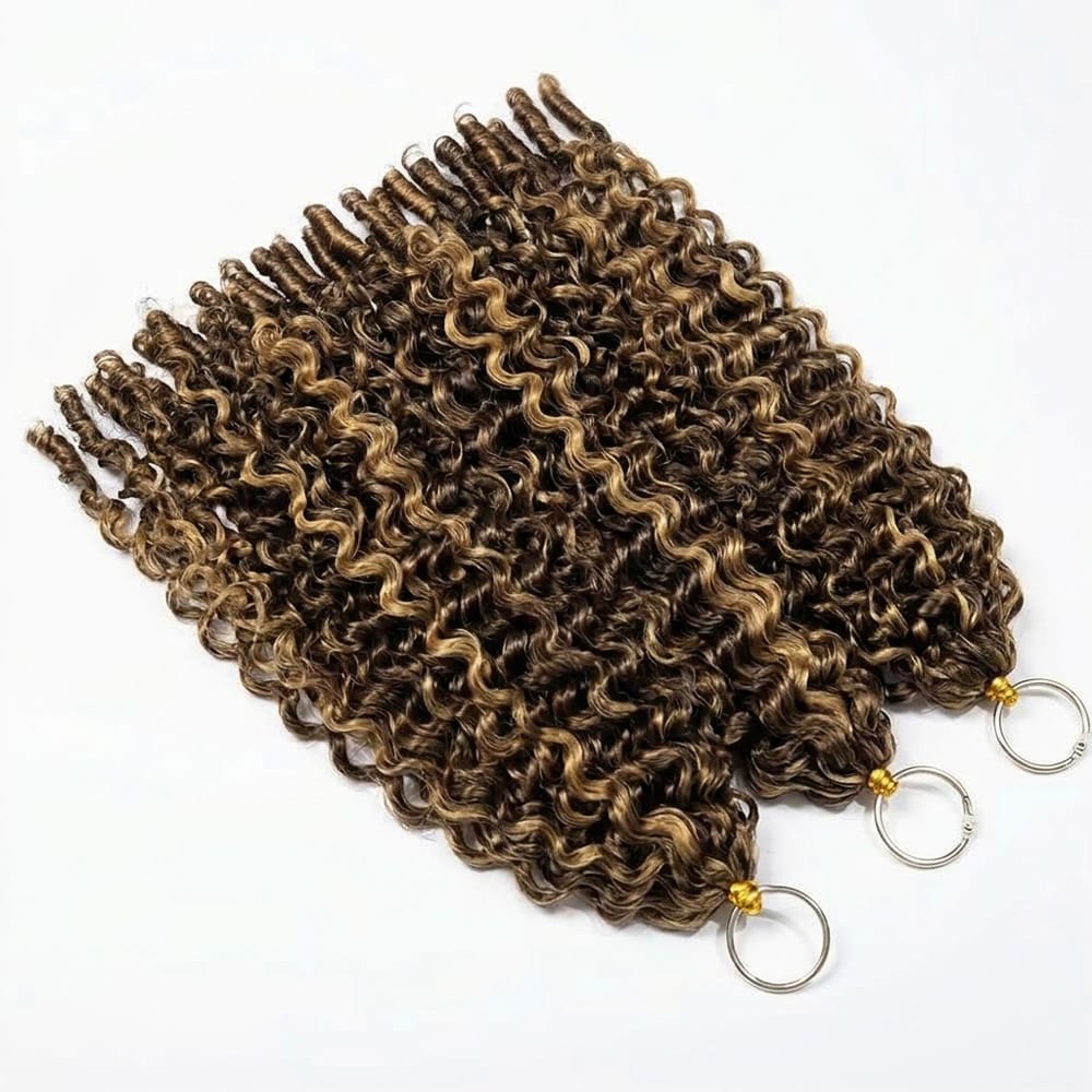 Burmese Curly Hair Bundles / Feather Hair Extensions — 100% Virgin Human Hair / Honey Blonde Highlights LINKTOWIG