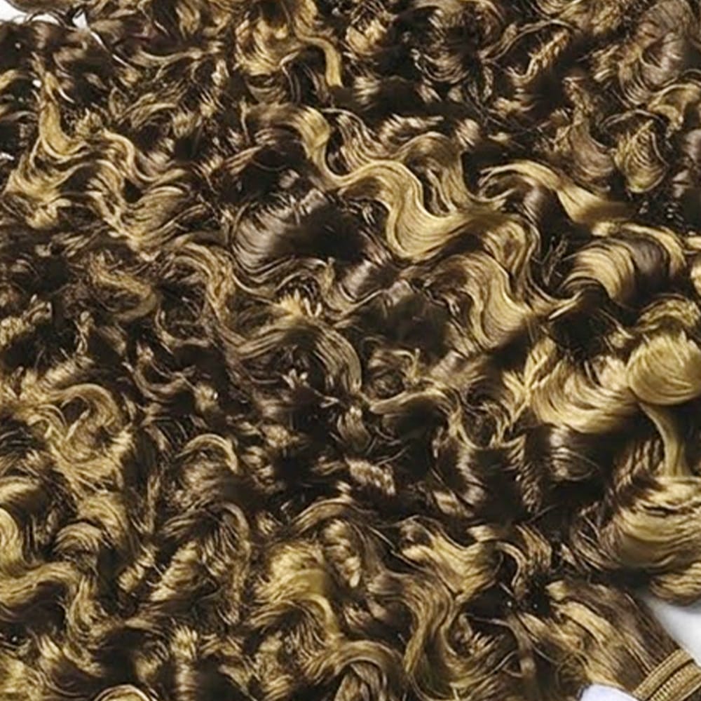 Burmese Curly Hair Bundles / Feather Hair Extensions — 100% Virgin Human Hair / Honey Brown LINKTOWIG