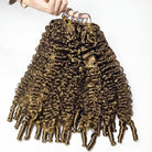 Burmese Curly Hair Bundles / Feather Hair Extensions — 100% Virgin Human Hair / Honey Brown LINKTOWIG
