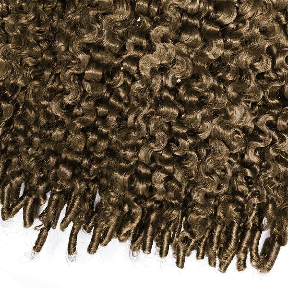 Burmese Curly Hair Bundles / Feather Hair Extensions — 100% Virgin Human Hair / Medium Chestnut Brown LINKTOWIG
