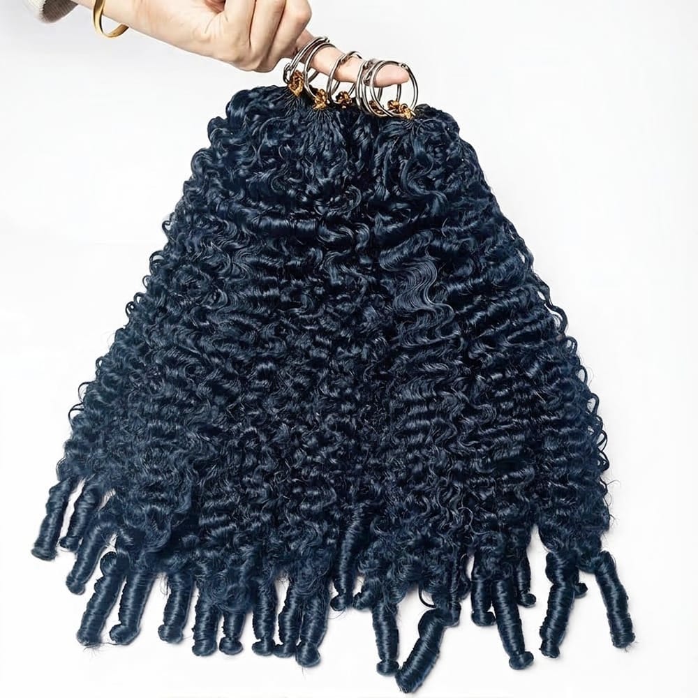 Burmese Curly Hair Bundles / Feather Hair Extensions — 100% Virgin Human Hair / Midnight Blue LINKTOWIG