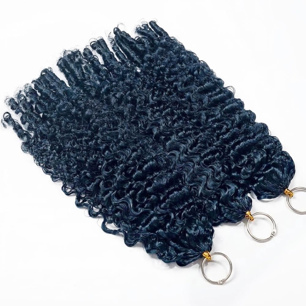 Burmese Curly Hair Bundles / Feather Hair Extensions — 100% Virgin Human Hair / Midnight Blue LINKTOWIG
