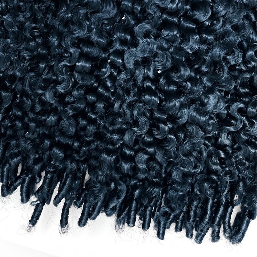 Burmese Curly Hair Bundles / Feather Hair Extensions — 100% Virgin Human Hair / Midnight Blue LINKTOWIG