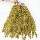 Burmese Curly Hair Bundles / Feather Hair Extensions — 100% Virgin Human Hair / Olive Green Blonde LINKTOWIG