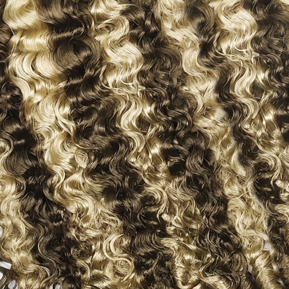 Burmese Curly Hair Bundles / Feather Hair Extensions — 100% Virgin Human Hair / Piano Highlight Silver Grey LINKTOWIG