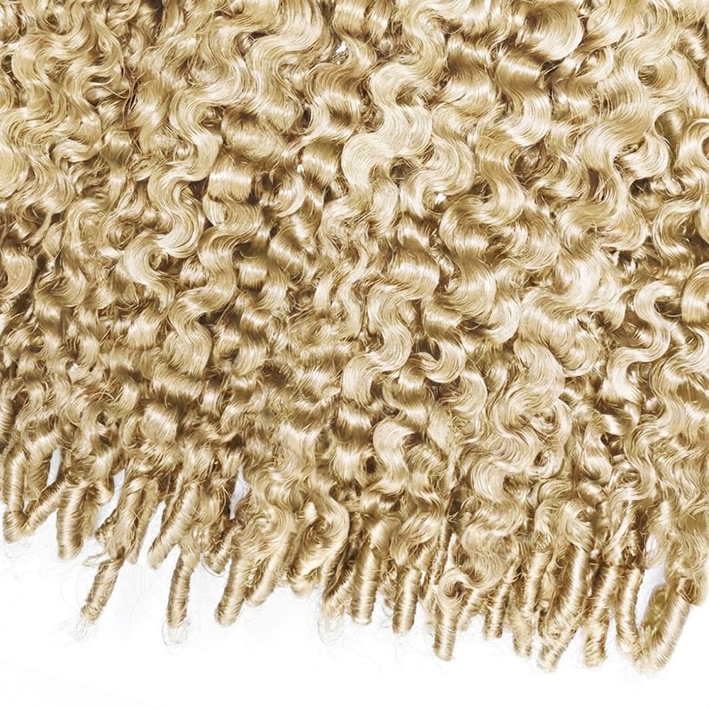 Burmese Curly Hair Bundles / Feather Hair Extensions — 100% Virgin Human Hair / Platinum Blonde LINKTOWIG