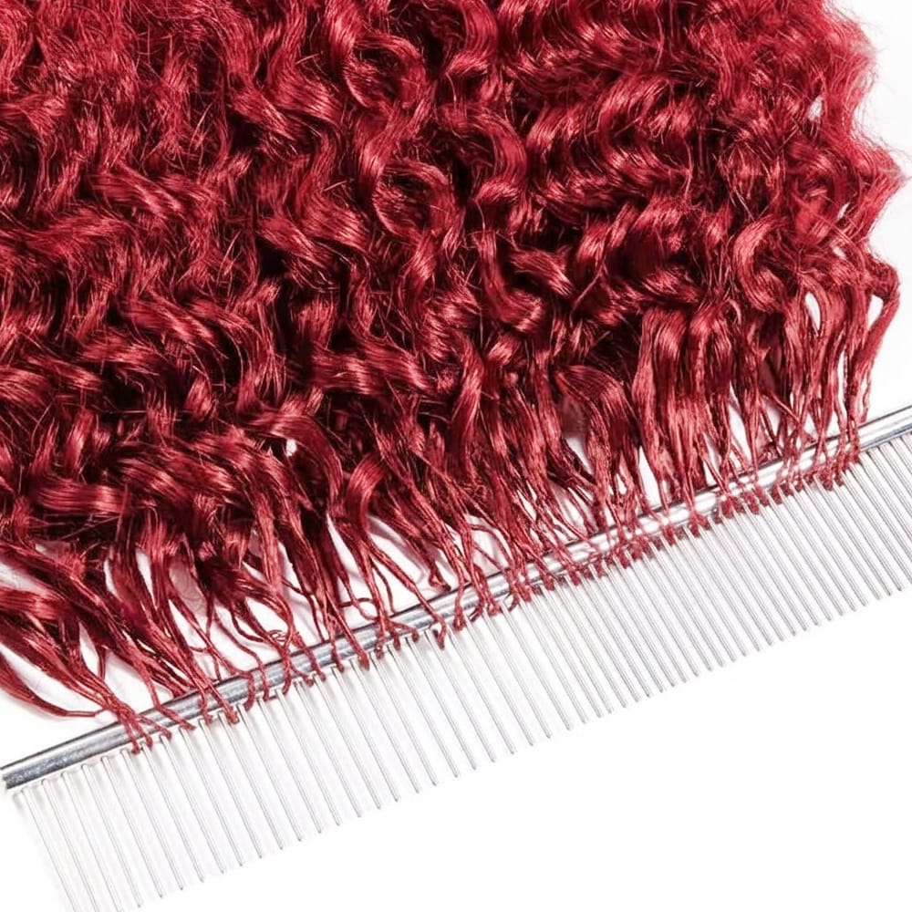 Burmese Curly Hair Bundles / Feather Hair Extensions — 100% Virgin Human Hair / Ruby Red LINKTOWIG