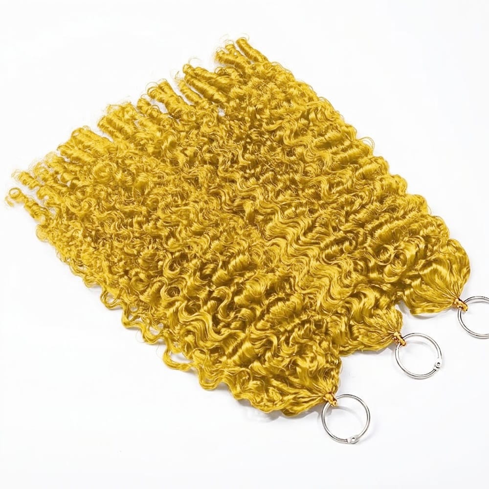 Burmese Curly Hair Bundles / Feather Hair Extensions — 100% Virgin Human Hair / Yellow LINKTOWIG