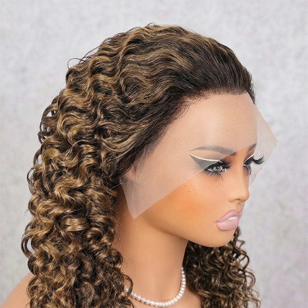 Burmese Curly HD Lace Super Natural Lace Frontal Human Hair Wigs Ash Brown LINKTOWIG