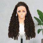 Burmese Curly HD Lace Super Natural Lace Frontal Human Hair Wigs Chocolate Brown LINKTOWIG