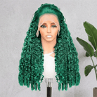 Burmese Curly HD Lace Super Natural Lace Frontal Human Hair Wigs Dark Emerald Green LINKTOWIG