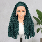 Burmese Curly HD Lace Super Natural Lace Frontal Human Hair Wigs Dark Emerald Green LINKTOWIG