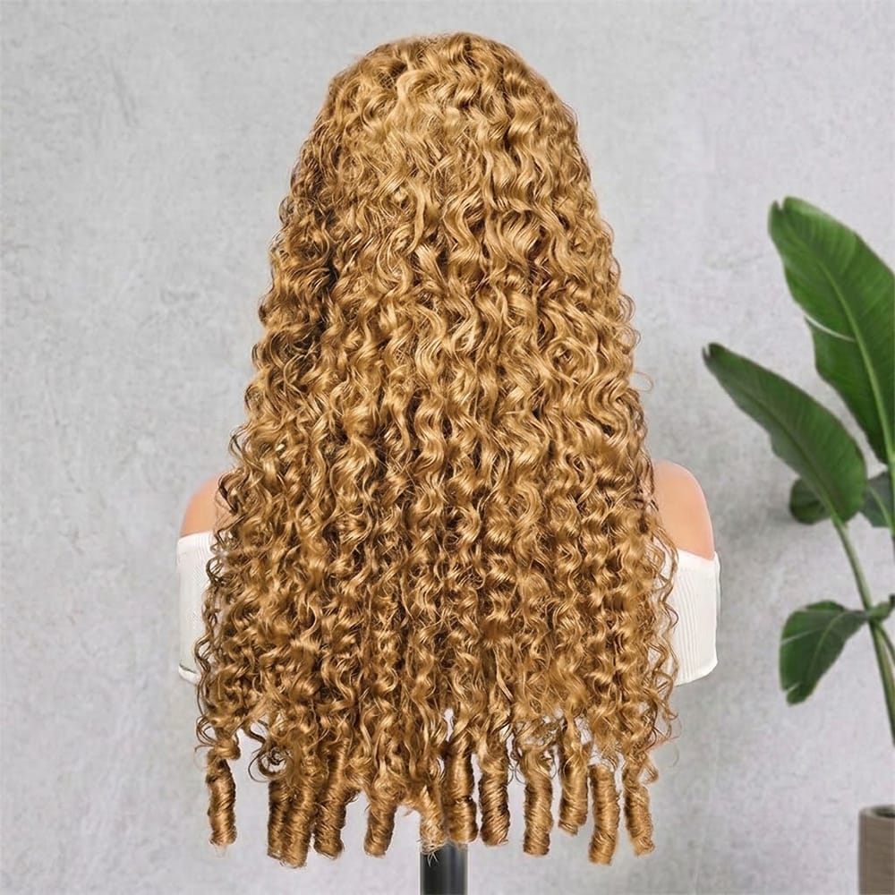 Burmese Curly HD Lace Super Natural Lace Frontal Human Hair Wigs Dirty Blonde LINKTOWIG