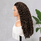 Burmese Curly HD Lace Super Natural Lace Frontal Human Hair Wigs Espresso Brown LINKTOWIG