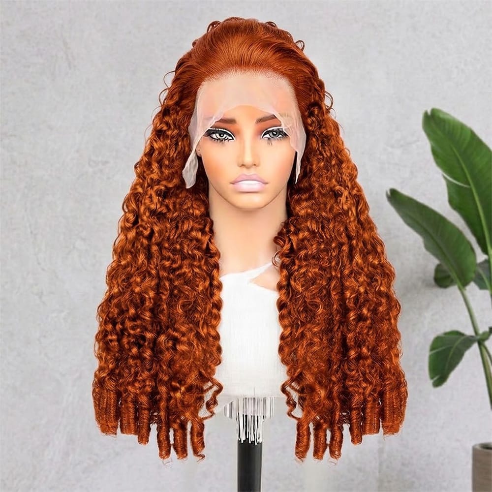 Burmese Curly HD Lace Super Natural Lace Frontal Human Hair Wigs Ginger Orange LINKTOWIG