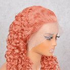 Burmese Curly HD Lace Super Natural Lace Frontal Human Hair Wigs Peach Pink LINKTOWIG