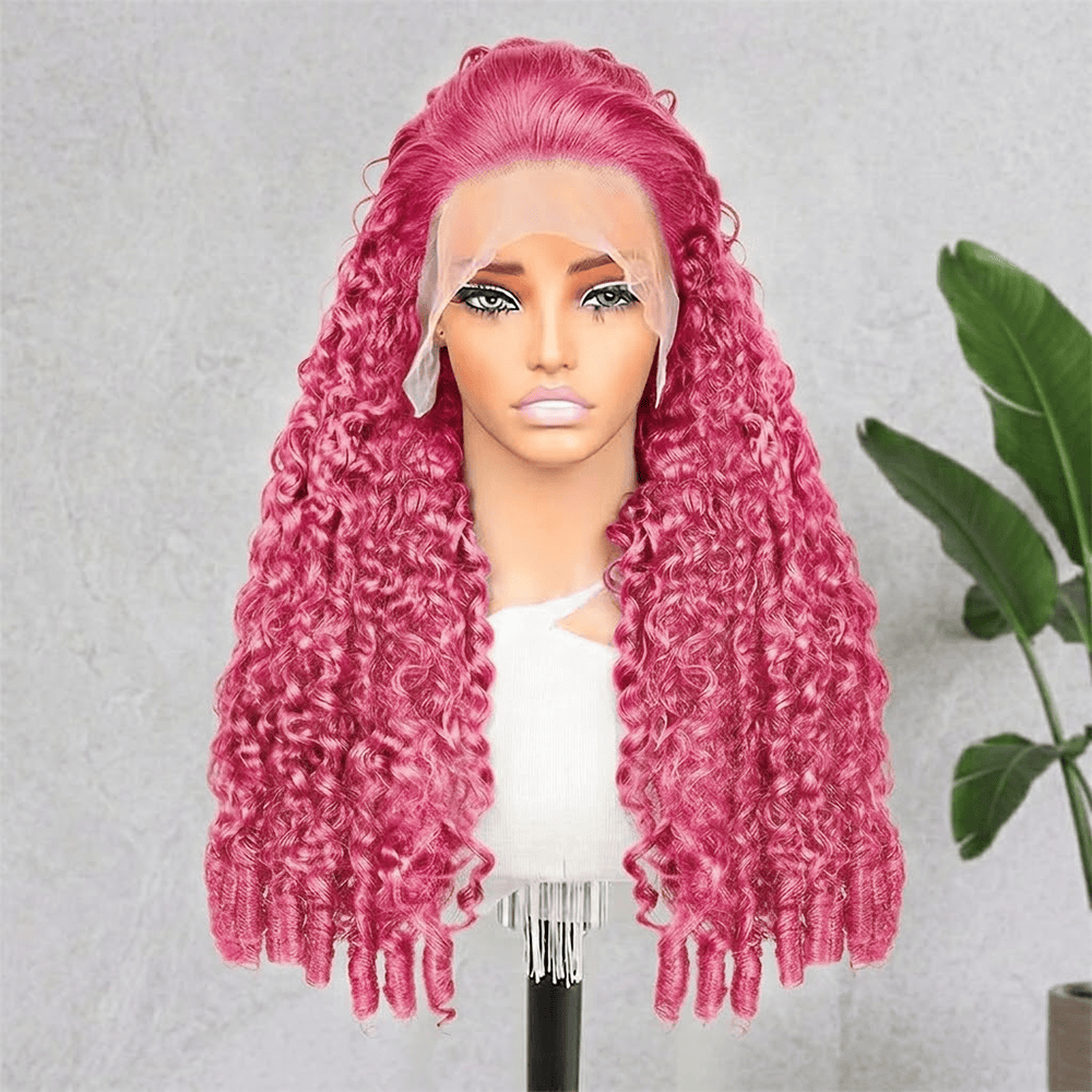 Burmese Curly HD Lace Super Natural Lace Frontal Human Hair Wigs pink LINKTOWIG