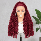 Burmese Curly HD Lace Super Natural Lace Frontal Human Hair Wigs Ruby Red LINKTOWIG