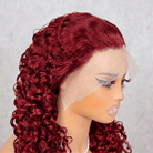 Burmese Curly HD Lace Super Natural Lace Frontal Human Hair Wigs Ruby Red LINKTOWIG