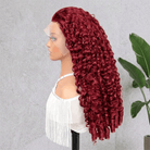 Burmese Curly HD Lace Super Natural Lace Frontal Human Hair Wigs Ruby Red LINKTOWIG