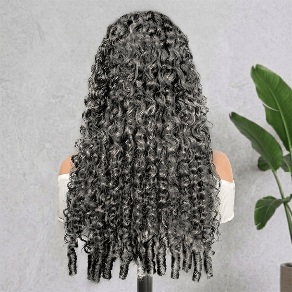 Burmese Curly HD Lace Super Natural Lace Frontal Human Hair Wigs Silver Grey LINKTOWIG