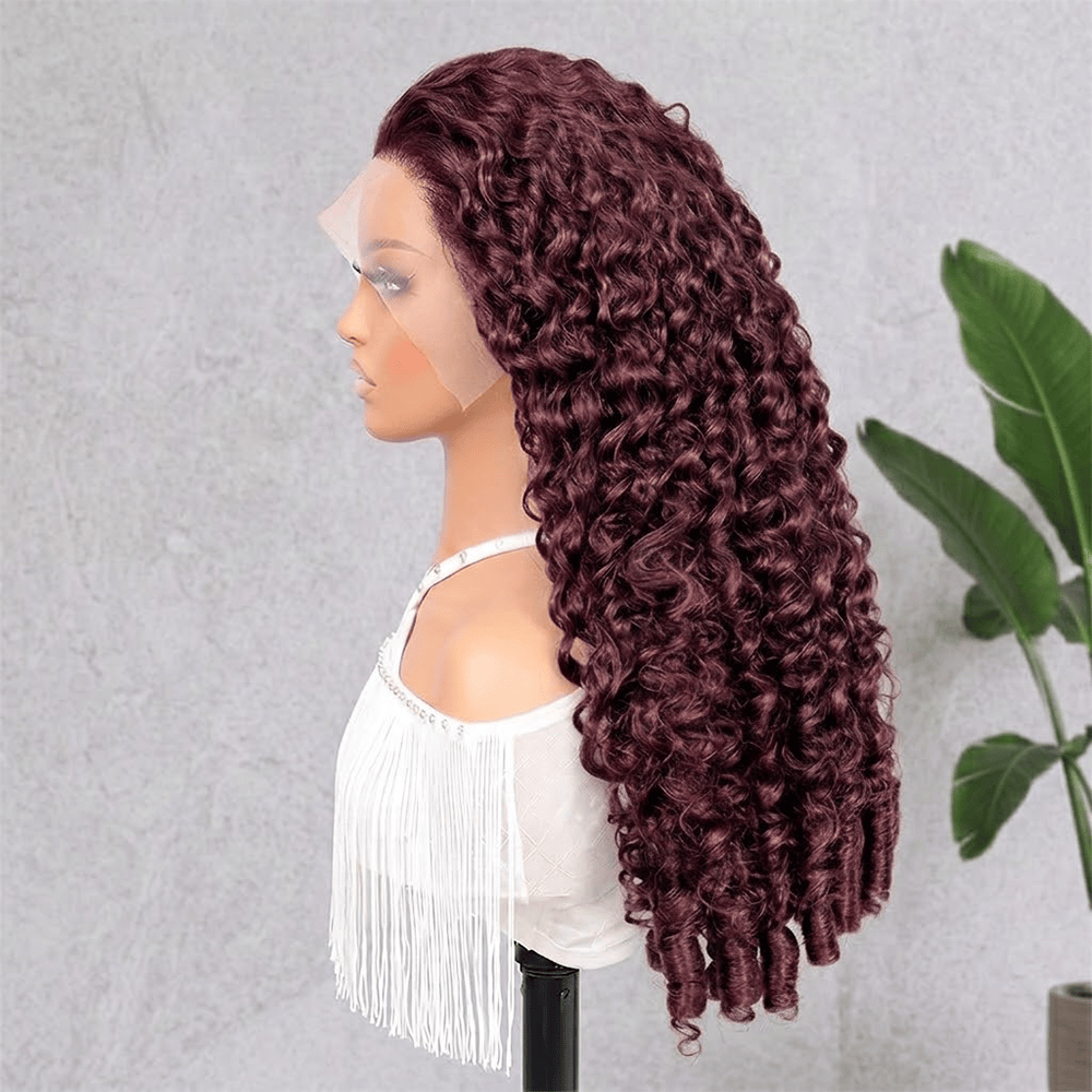 Burmese Curly HD Lace Super Natural Lace Frontal Human Hair Wigs Violet Purple LINKTOWIG