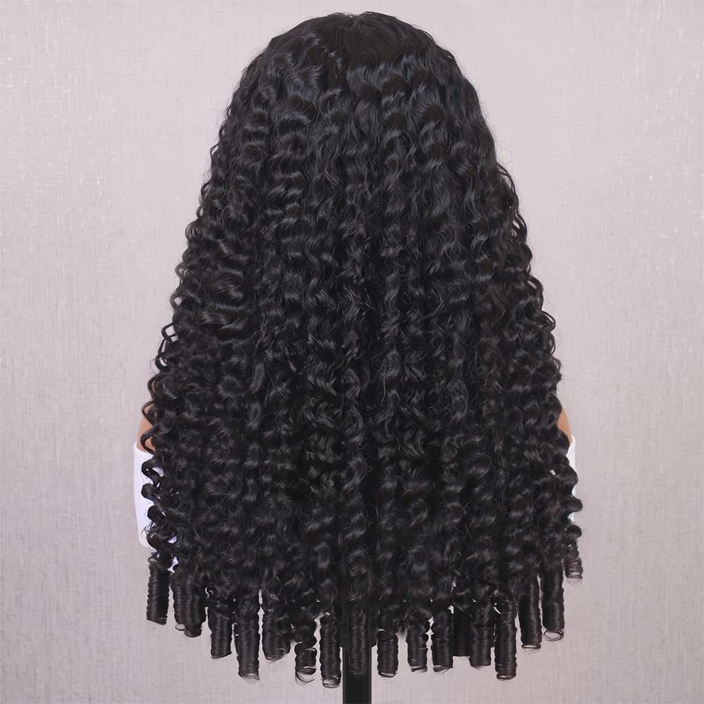 Burmese Curly Headband Human Hair Wig (Glueless, Ready-to-Wear) Natural Black LINKTOWIG