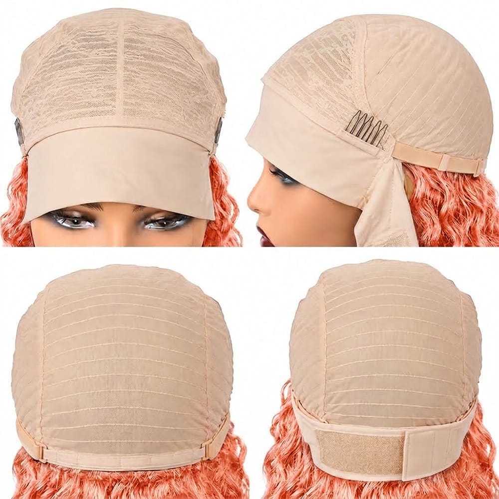 Burmese Curly Headband Human Hair Wig (Glueless, Ready-to-Wear) Natural Bubblegum Pink LINKTOWIG