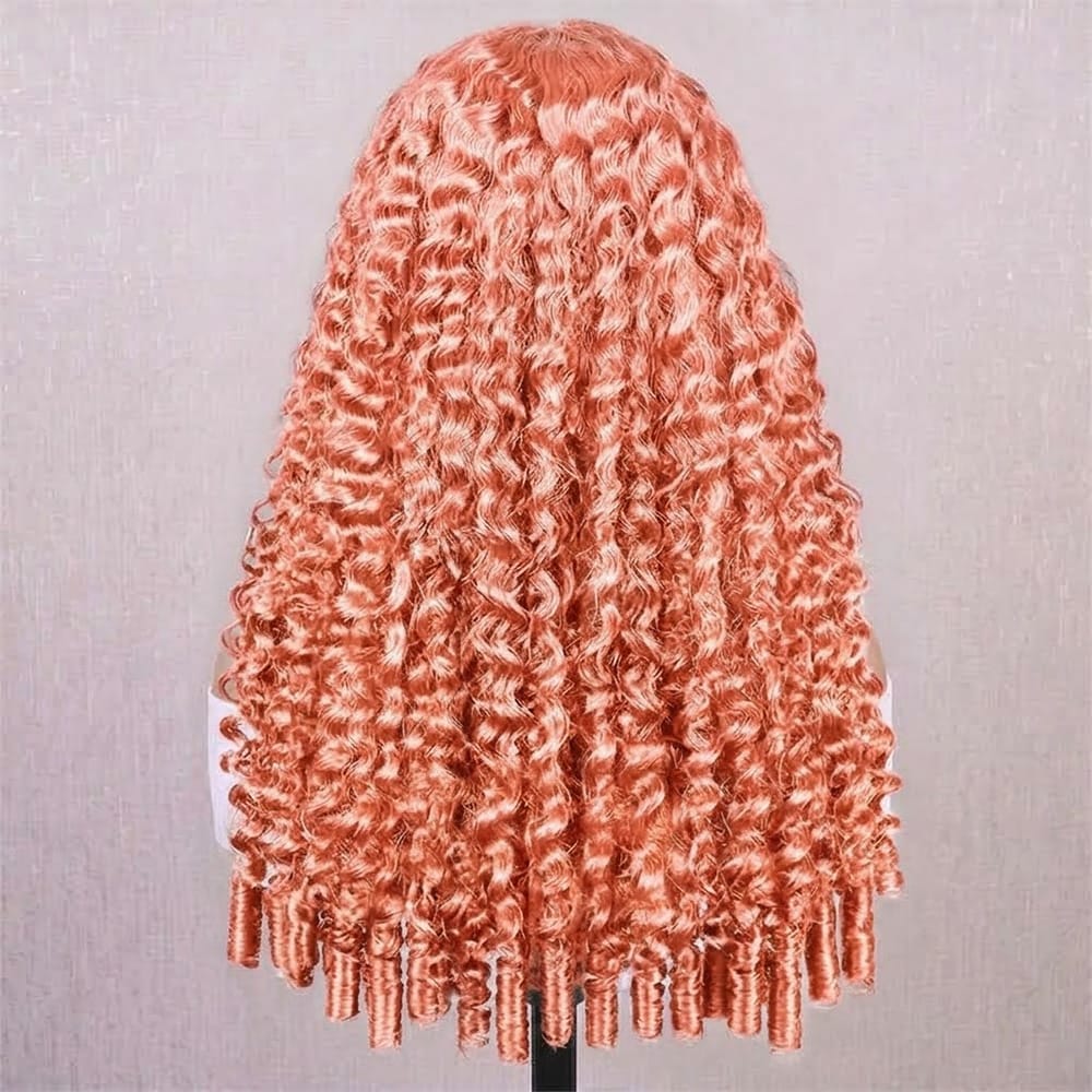 Burmese Curly Headband Human Hair Wig (Glueless, Ready-to-Wear) Natural Bubblegum Pink LINKTOWIG