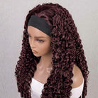 Burmese Curly Headband Human Hair Wig (Glueless, Ready-to-Wear) Natural Burgundy LINKTOWIG