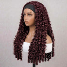 Burmese Curly Headband Human Hair Wig (Glueless, Ready-to-Wear) Natural Burgundy LINKTOWIG