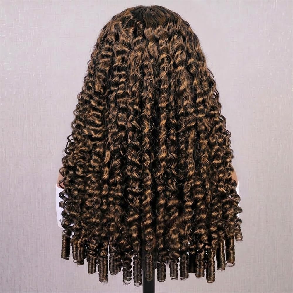 Burmese Curly Headband Human Hair Wig (Glueless, Ready-to-Wear) Natural Chocolate Brown LINKTOWIG