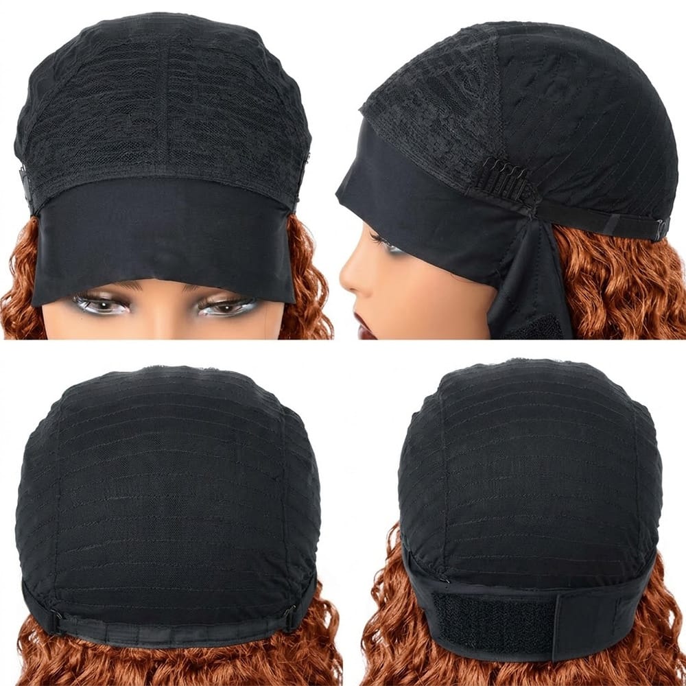 Burmese Curly Headband Human Hair Wig (Glueless, Ready-to-Wear) Natural Copper Orange LINKTOWIG