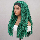 Burmese Curly Headband Human Hair Wig (Glueless, Ready-to-Wear) Natural Dark Emerald Green LINKTOWIG