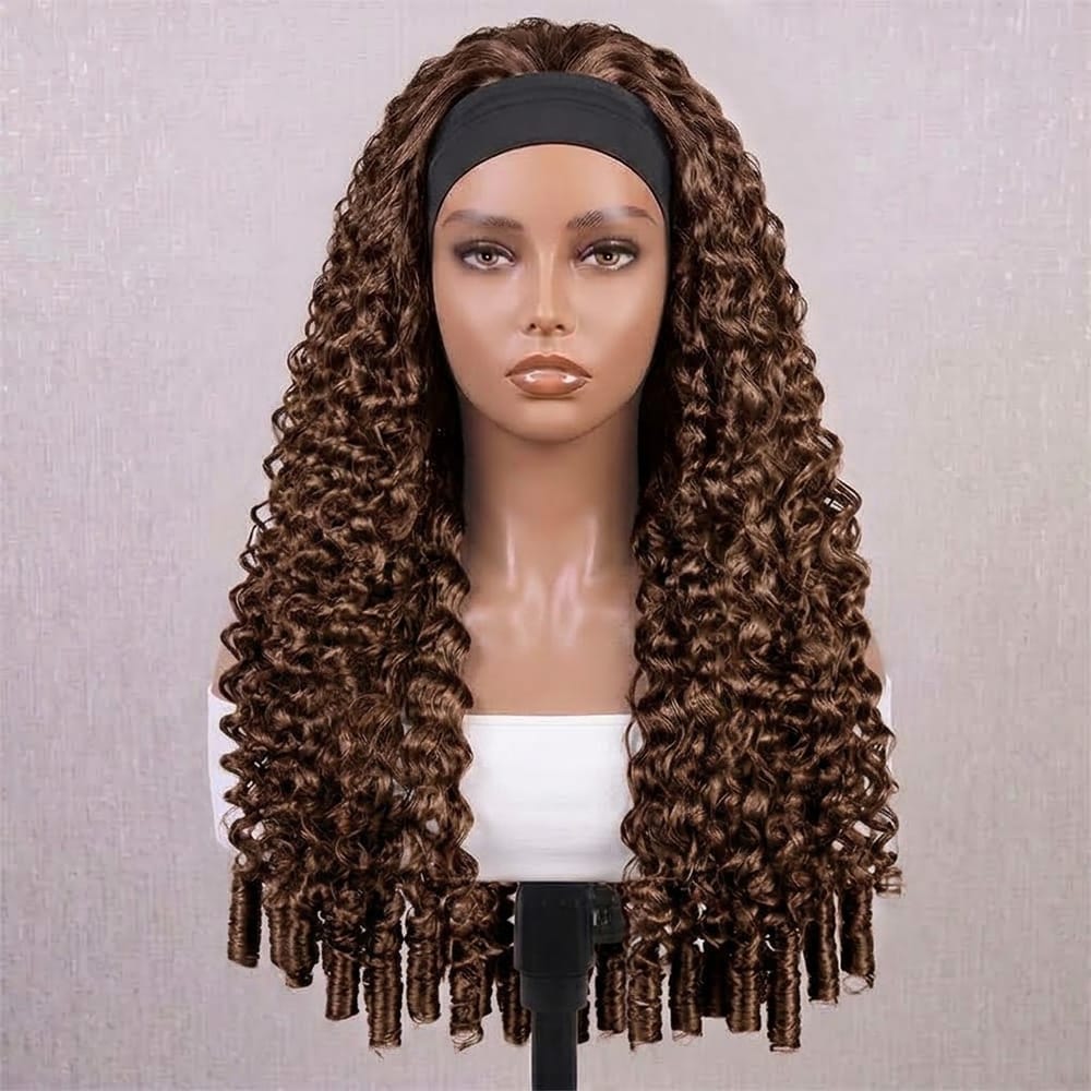 Burmese Curly Headband Human Hair Wig (Glueless, Ready-to-Wear) Natural Espresso Brown LINKTOWIG