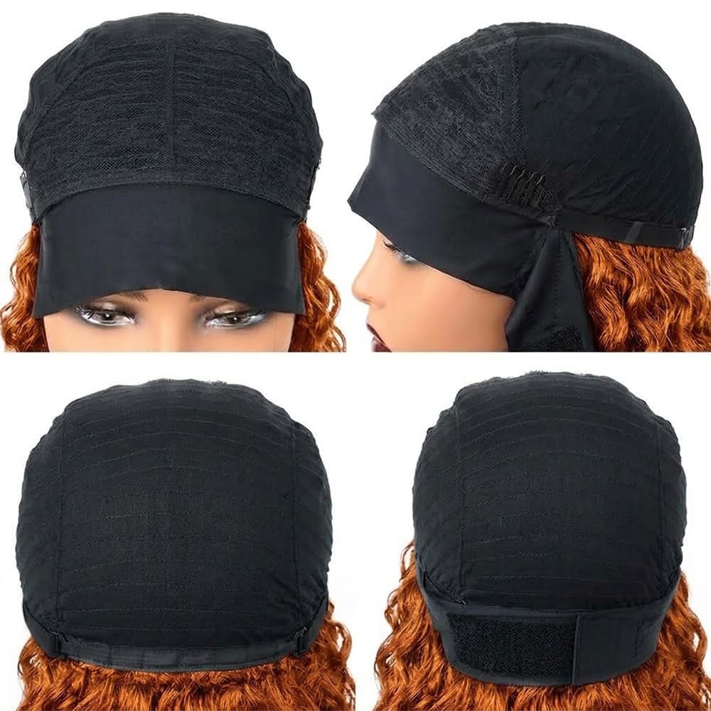 Burmese Curly Headband Human Hair Wig (Glueless, Ready-to-Wear) Natural Ginger Orange LINKTOWIG