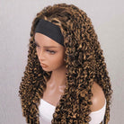 Burmese Curly Headband Human Hair Wig (Glueless, Ready-to-Wear) Natural Honey Blonde Highlights LINKTOWIG