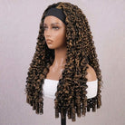 Burmese Curly Headband Human Hair Wig (Glueless, Ready-to-Wear) Natural Honey Blonde Highlights LINKTOWIG