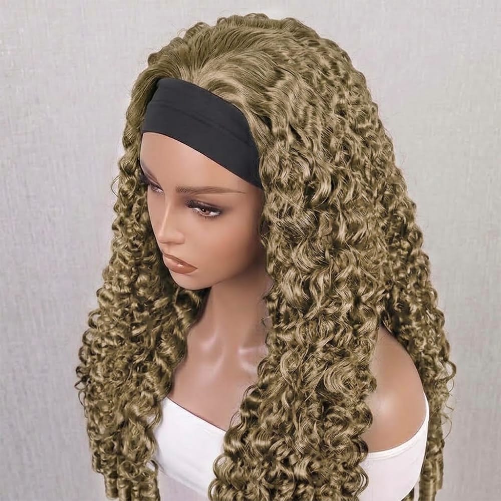 Burmese Curly Headband Human Hair Wig (Glueless, Ready-to-Wear) Natural Medium Chestnut Brown LINKTOWIG