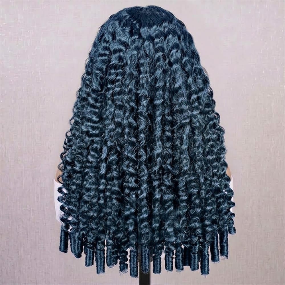 Burmese Curly Headband Human Hair Wig (Glueless, Ready-to-Wear) Natural Midnight Blue LINKTOWIG