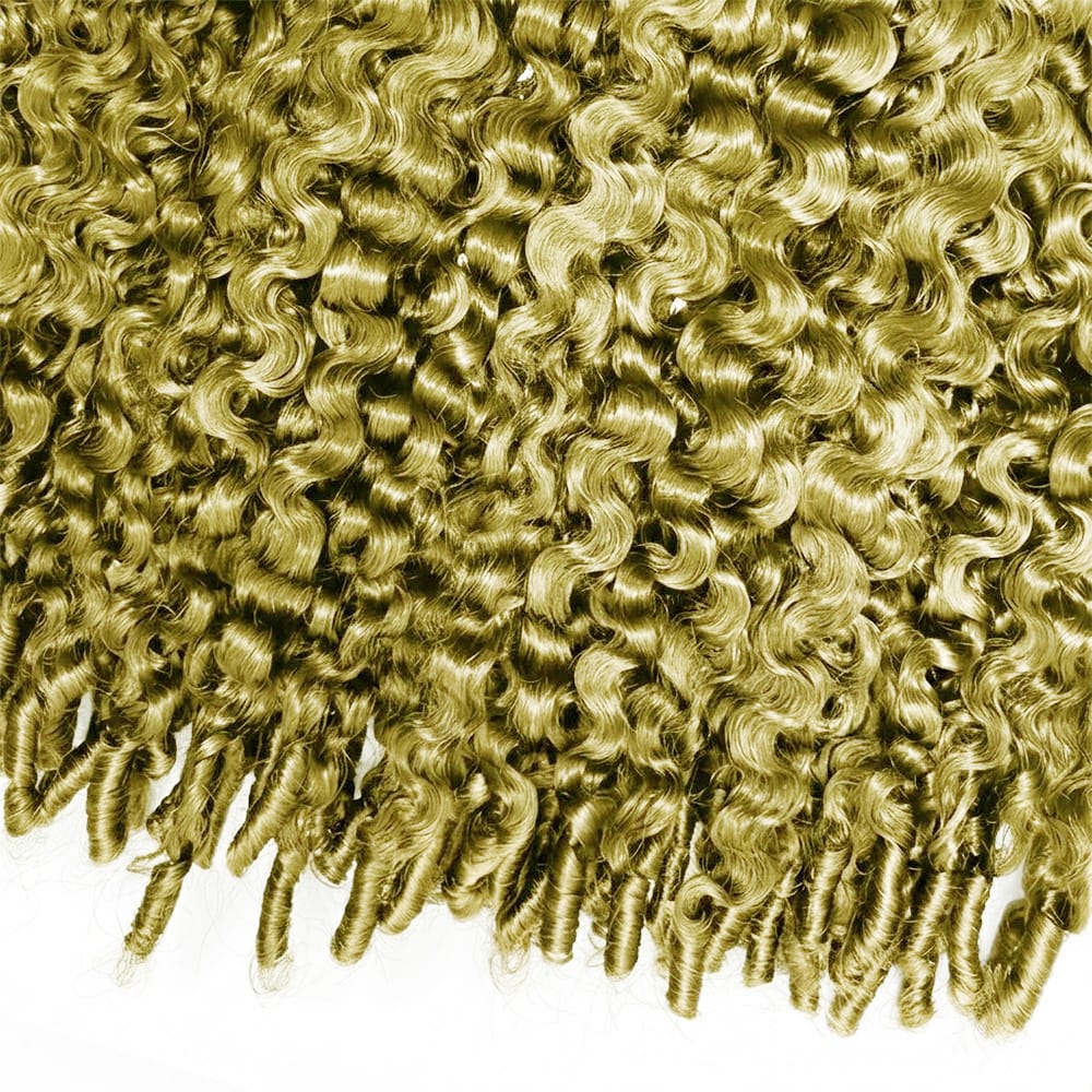 Burmese Curly Headband Human Hair Wig (Glueless, Ready-to-Wear) Natural Olive Green Blonde LINKTOWIG