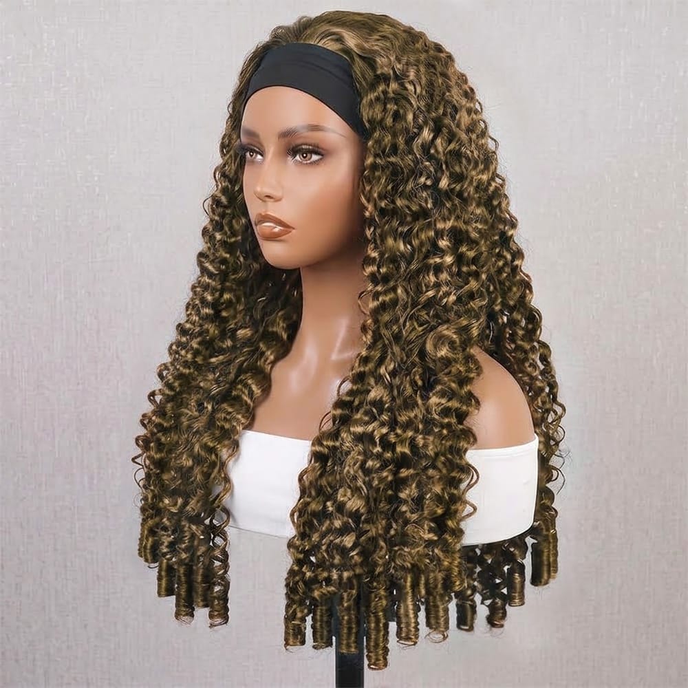 Burmese Curly Headband Human Hair Wig (Glueless, Ready-to-Wear) Natural Piano Highlight Silver Grey LINKTOWIG