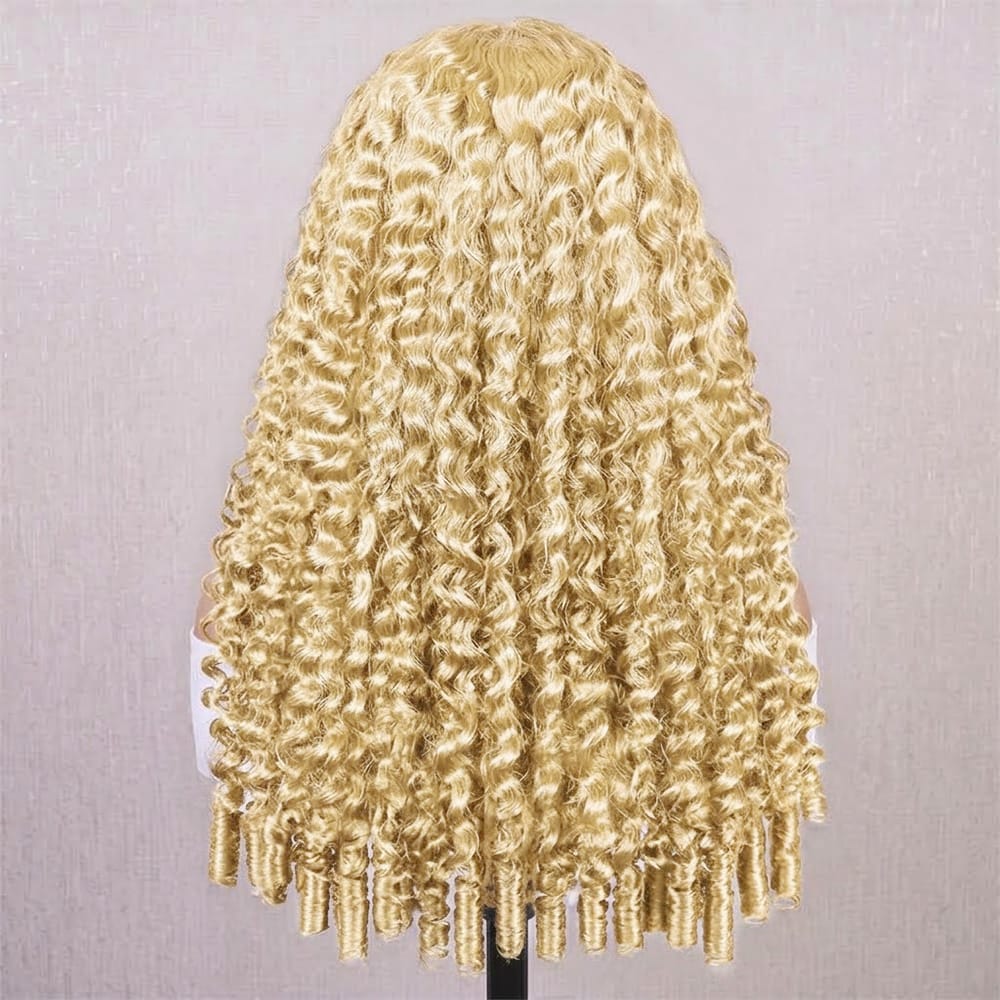 Burmese Curly Headband Human Hair Wig (Glueless, Ready-to-Wear) Natural Platinum Blonde LINKTOWIG