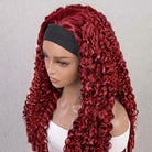 Burmese Curly Headband Human Hair Wig (Glueless, Ready-to-Wear) Natural Ruby Red LINKTOWIG