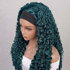 Burmese Curly Headband Human Hair Wig (Glueless, Ready-to-Wear) Natural Teal Green LINKTOWIG