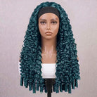 Burmese Curly Headband Human Hair Wig (Glueless, Ready-to-Wear) Natural Teal Green LINKTOWIG