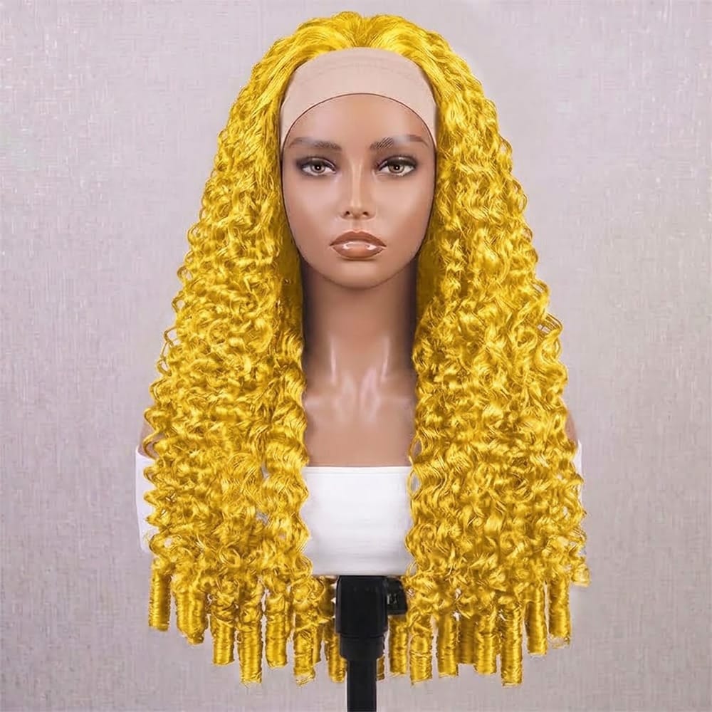 Burmese Curly Headband Human Hair Wig (Glueless, Ready-to-Wear) Natural Yellow LINKTOWIG