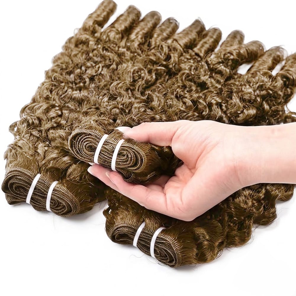 Burmese Curly Luxury Natural Hair Weft – 100% Virgin Human Hair / Wig Ash Brown LINKTOWIG